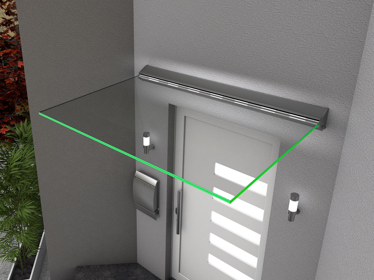 Stikla nojume/jumtiņš ieejai HD/LED