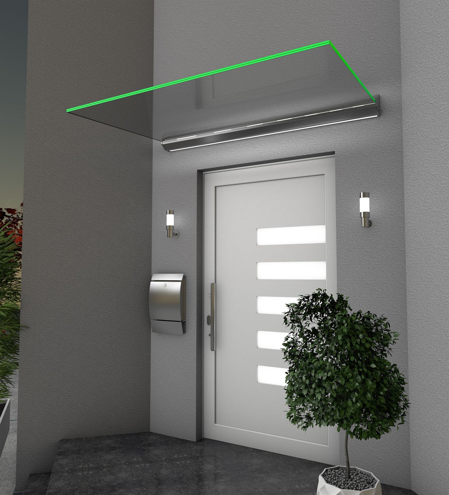 Stiklinis stogelis/stogas įėjimui HD/LED